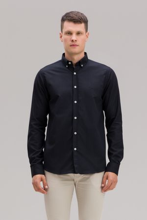 CAMISA MANGA LONGA OXFORD UNICOLOR PRETO